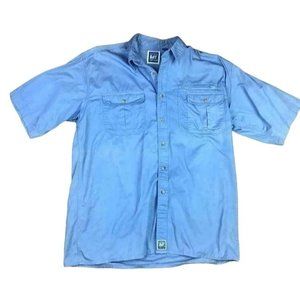Bimini Bay Button Down Short Sleeve Shirt Men's Size Large Blue